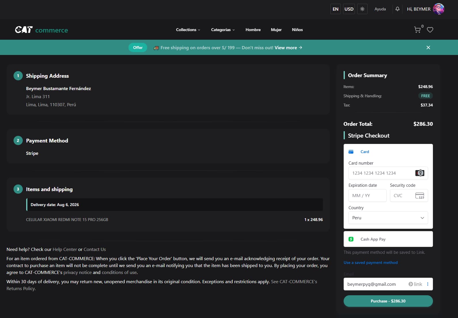 Checkout con Stripe